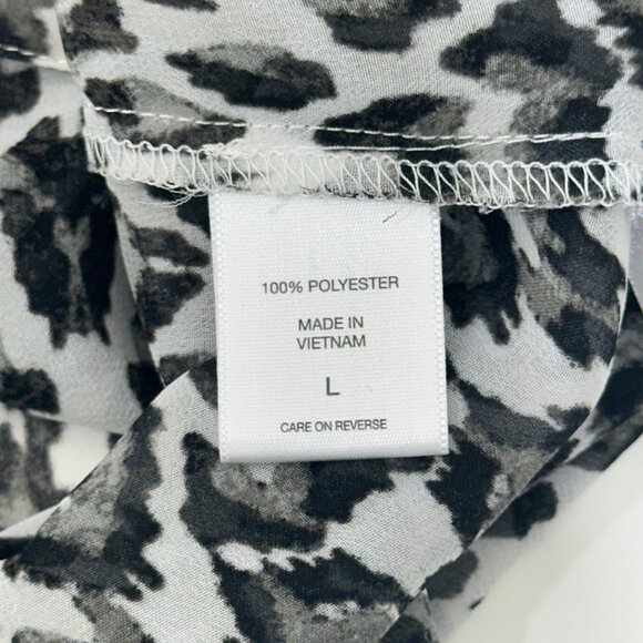 New York & Company Womens Leopard Print Button-Up Shirt Blouse SZ L - Picture 6 of 13